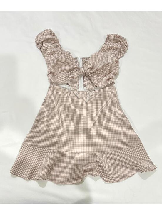 Altar'd State Dresses & Skirts - Altar’d State Pink Gingham Cut Out Tie Front Mini Dress Cottagecore Small